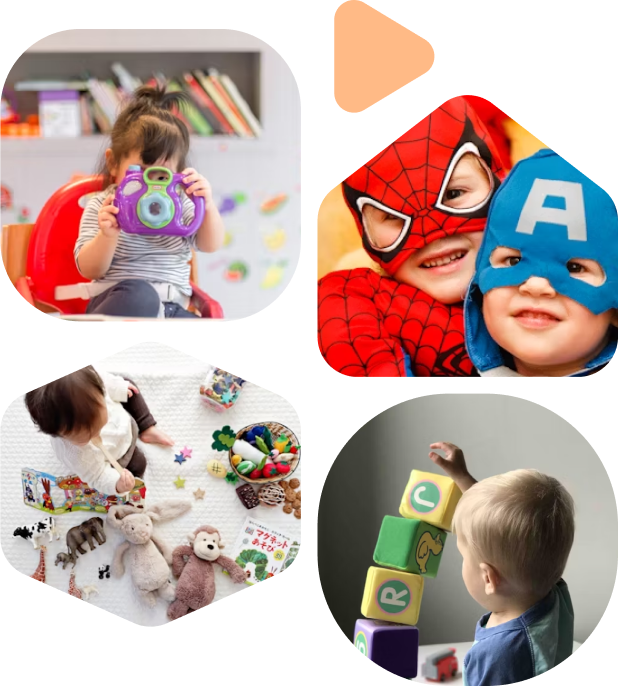 Children learning, playing, and dressing up at daycare
